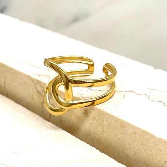 ✨🌸Anello intrecciato a Corda, realizzato in acciaio inossidabile, disponibile in colore Gold.🌸✨