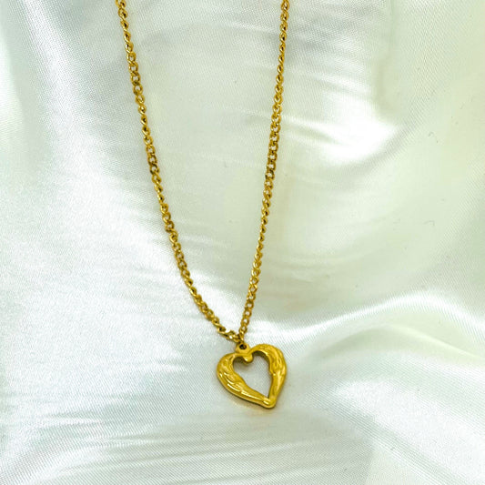 🌸✨Collana a maglia fina con ciondolo a cuore Cavo Martellato da 2x2 Cm in acciaio inossidabile, realizzato nella variante Gold🥰🎀