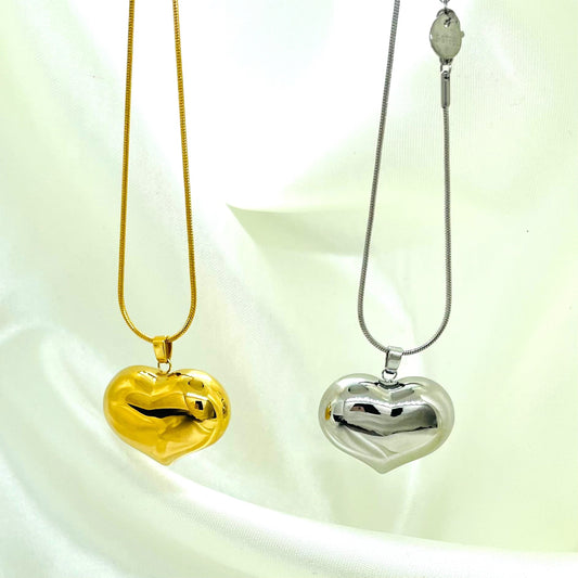 🤩🌸✨Collana a corda con ciondolo a cuore di 3 Cm in acciaio inossidabile, colore Gold/Silver 🩷💫🤩